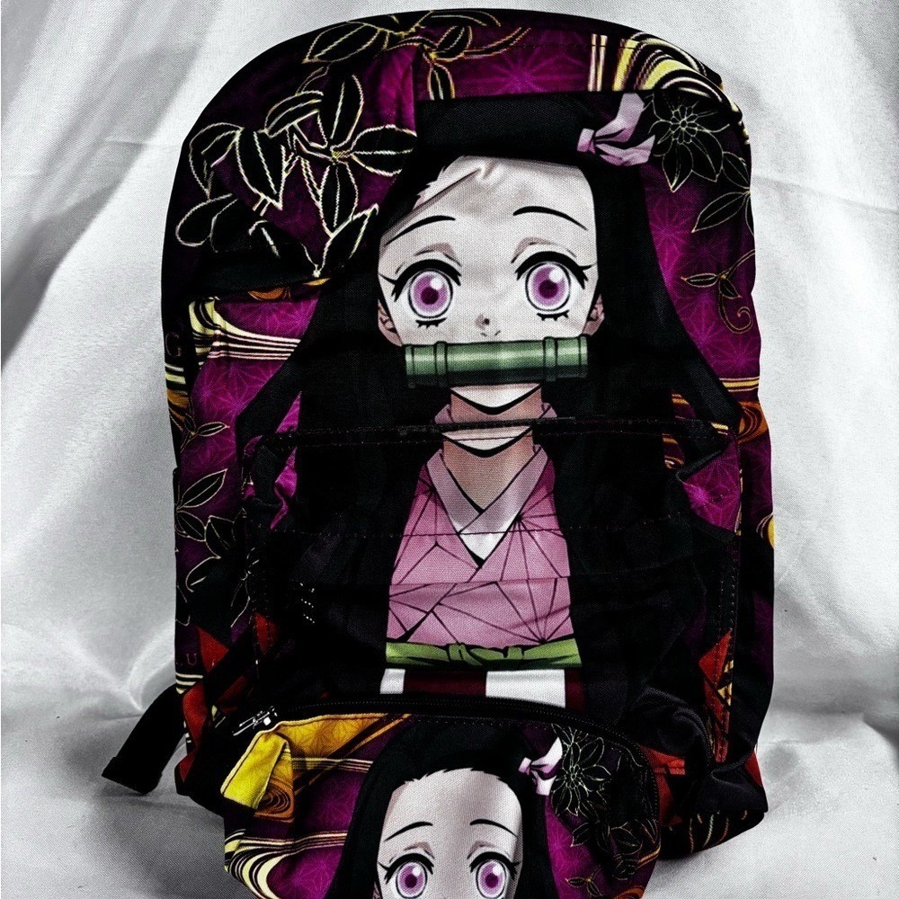 Anime-Inspired Backpack - Black‎ and Purple